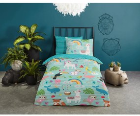 Синьо единично памучно детско спално бельо 140x200 cm Festen – Good Morning