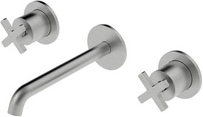 Смесител стена за умивалник с 3 отвора и вентил Clic-Clac Elle Cross La Torre-инокс