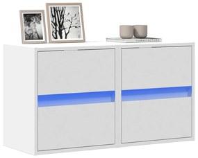 852272 vidaXL Стенни ТВ шкафове с LED осветление, 2 бр, бели, 41x31x45 см
