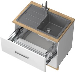 Подов шкаф за мивка Modena R-90-2MZ-White - White glossy