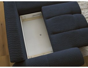 Син сгъваем/с място за съхранение ъглов диван от прежда с примки от букле (десен ъгъл) Roxelane – Bobochic Paris