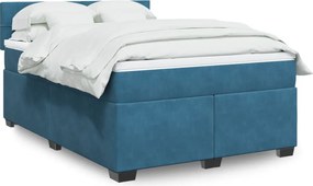 3288658 vidaXL Боксспринг легло с матрак, синьо, 160x200 см, кадифе