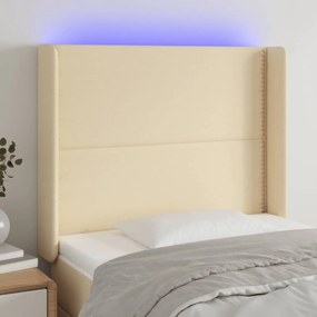 3123895 vidaXL LED горна табла за легло, кремава, 93x16x118/128 см, плат