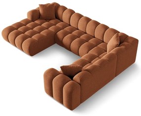 Теракотен шенилов ъглов диван (десен ъгъл/U форма) Treno – Cosmopolitan Design