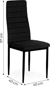 Комплект от 4 елегантни кадифени стола в черно