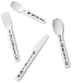 Комплект бели детски прибори от 4 части - Design Letters