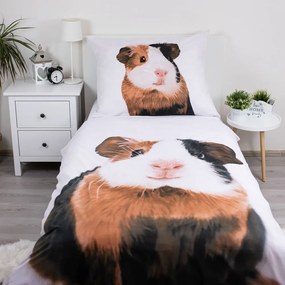 Бяло единично памучно детско спално бельо 140x200 cm Guinea Pig – Jerry Fabrics