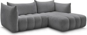 Сив ъглов диван от прежда с примки от букле (десен ъгъл) Azra – Bobochic Paris