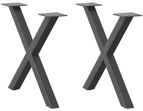 4012902 vidaXL Крака за масичка за кафе, X-образни, 2 бр., антрацит, 60 x (42-43) см, стомана