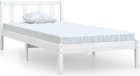 810048 vidaXL Рамка за легло, бяла, бор масив, 90x190 см, Single