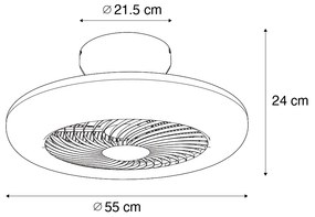 Вентилатор за таван сребрист 55,5 см вкл. LED димируем с дистанционно управление - Clima