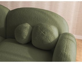 Зелен ъглов диван от прежда с примки от букле (десен ъгъл) Orbit – Ropez