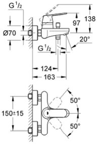 Смесител за баня за тяло Grohe Eurosmart EuroCosmo