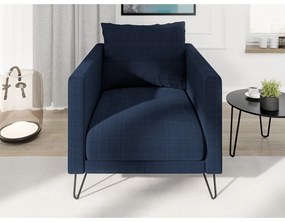 Тъмносиньо шенилово кресло Freya – Ropez