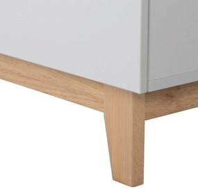 Светлосив нисък скрин от дъб с маса за преповиване 117x104 cm Caro - Roba