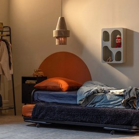 Черно метално сгъваемо единично легло 90x200 cm с включена подматрачна рамка Lucy – WOOOD