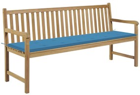 3062788 vidaXL Градинска пейка със синьо шалте, 175 см, тик масив