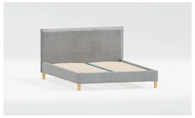 Сиво двойно тапицирано легло с включена подматрачна рамка 140x200 cm Tina – Ropez