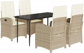 3212373 vidaXL Градински комплект с възглавници, 5 части, бежов полиратан