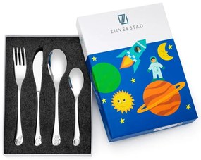 Детски прибори за хранене от неръждаема стомана в сребристо 4 бр. Space – Zilverstad