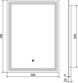 Mexen Taco осветено банско огледало 50 x 70 см, LED 6000K, анти-мъгла - 9805-050-070-611-00