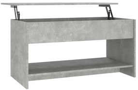 809651 vidaXL Маса за кафе, бетонно сива, 102x50x52,5 см, инженерно дърво