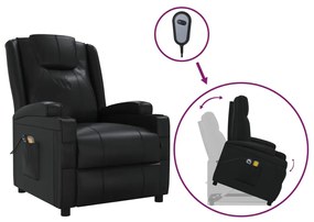 3100329 vidaXL Изправящ масажен стол, черен, изкуствена кожа