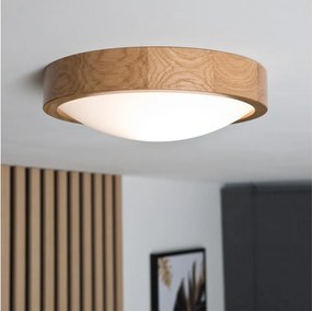 Brilagi-LED RGBW димируем плафон CARVALHO SLIM 1xE27/15W/230V Wi-Fi дъб Ø 27 см