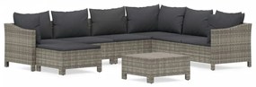 3187297 vidaXL Градински комплект с възглавници, 8 части, полиратан, сив