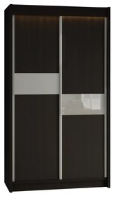 Шкаф с плъзгащи врати i ADRIANA, 120x216x61, венге/бяло стъкло