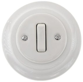 Bohemia-Design - Порцеланов ретро еднополюсен ключ с рамка №1, бял