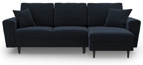 Тъмносин кадифен разтегателен ъглов диван с място за съхранение Kyoto – Cosmopolitan Design