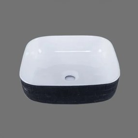 Мивка за баня ICB 4618, монтаж върху плот, порцелан, бял + черен, 40.5x40.5x13.5см