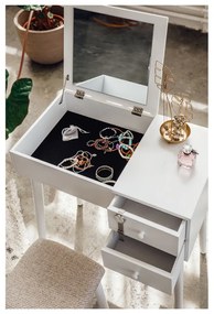 Бяла тоалетка с огледало, кутия за бижута и 2 чекмеджета Красота - Bonami Essentials