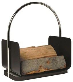 Метален кош за дърва с дръжка 50x41 см, черен