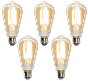 Комплект от 5 Smart E27 димируема в Kelvin LED лампа ST64 goldline 7W 700 lm 1800-4000K