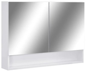 323604 vidaXL Шкаф с LED огледало за баня, бял, 80x15x60 см, МДФ