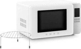 Микровълнова фурна с грил 4в1 SMEG Collezione MOC01WHMEU, 1900W, 29 л, 18 програми, Плавно затваряне, Звуков сигнал, LCD, Бял мат