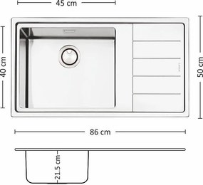 Leks MEGA BB 86.1 R/L TI Кухненска мивка за вграждане