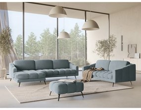 Светлосин кадифен ъглов диван (ляв ъгъл) Nalu – Makamii