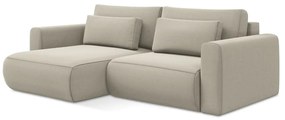 Бежов кадифен разтегателен ъглов диван с място за съхранение (ляв ъгъл) Kapua – Makamii