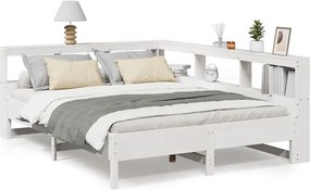 3324434 vidaXL Легло с етажерка за книги, без матрак, 140x190 см, бор масив