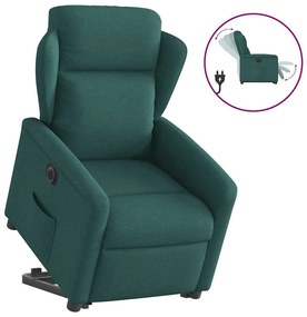 3303160 vidaXL Електрически изправящ реклайнер стол, тъмнозелен, текстил