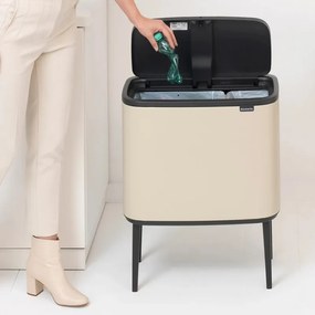 Кош за боклук Brabantia Bo Touch 1005547, 11+23 л, Плавно и безшумно отваряне, Голям отвор, Бежов
