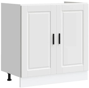 853927 vidaXL Шкаф за мивка, Porto, бял, 80x46x81,5 см, инженерно дърво