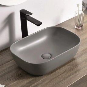 Мивка за баня ICB 887GRAY, монтаж върху мебел, порцелан, сив мат, 46x33x13.5см