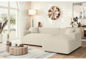 Бежово-кремав ъглов диван от рипсено кадифе (десен ъгъл) Martin – Ropez