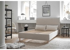 Бежово тапицирано двойно легло и решетка 180x200 cm Sleepy Luna - Miuform