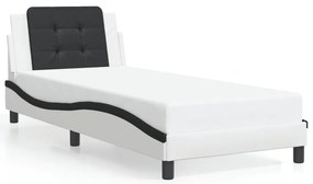 3208169 vidaXL Рамка за легло без матрак Zadar, бяла, черна, 100x200см, изкуствена кожа