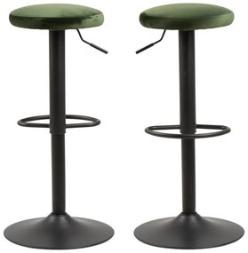 Зелен тапициран бар стол с регулируема височина (височина на седалката 62 cm) Finch – Actona